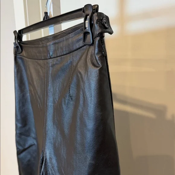 CLIO 100% Genuine Leather Straight-Leg Trousers Fully Lined | Size 8 (M-L) EUC - Picture 3 of 10